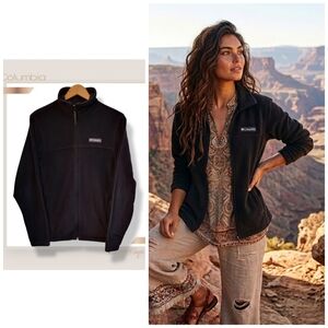 ​🌿Columbia Unisex Black Full-Zip Fleece Jacket - Size Small